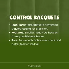 For players seeking precision, control racquets are the answer. We detail how their smaller head size and heavier frame provide enhanced feel and control over every shot.