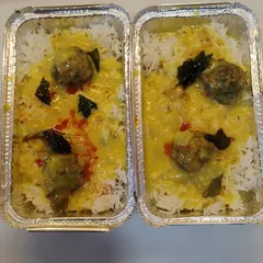 My special Kadi Pakoda with rice. The kadi is slow-cooked to perfection with soft, melt-in-your-mouth pakodas, served over a bed of fluffy rice.