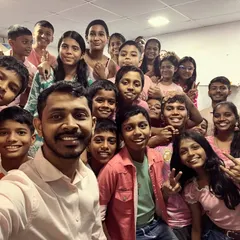 A selfie with my students during our Navratri 2023 celebration, Day 9, themed Pink. These moments of togetherness build a strong, supportive community.