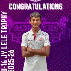 Huge congratulations to our student Rishabh Sadake on his selection for the Mumbai U-16 team for the prestigious JY Lele Trophy.