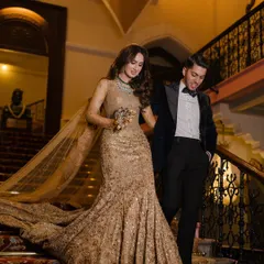 Descending the grand staircase at the Taj Mahal Palace. I directed this shot to feel like a scene from a classic film, styling Alia in a golden Tarun Tahiliani gown that perfectly captured the opulent, old-world glamour of the setting.
