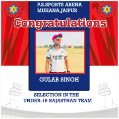Congratulations to Gulab Singh for his selection in the Under-19 Rajasthan Team. This is a major step in his cricket career, and we are proud to have been a part of his journey.