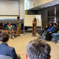Here we are, deep in discussion during a practical workshop. I love these moments of exchange where students ask questions and we explore the concepts together, making it a shared learning experience.