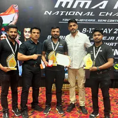 Proud moment for Team Delhi at the national championship in Raipur. We are here with our trophies and medals, standing alongside officials and fellow coaches.