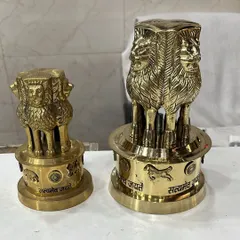 We craft these brass Ashoka Stambh emblems, the national symbol of India, in two distinct sizes. They serve as a prestigious and patriotic corporate gift or a stately decor piece for an executive's desk or office reception area.