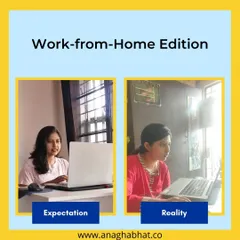 Work from home: expectation vs. reality. Some days are polished and put together at my desk. Other days are in pajamas on the dining table. Both are valid, and both are part of my happy reality.