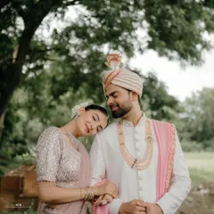 A quiet moment of togetherness for Diksha and Rahul. This portrait captures the peace and comfort that comes from finding your person, set against a serene natural backdrop.