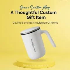 No more spills with the Grace Suction Mug. This innovative mug features a suction base that keeps it firmly in place, making it a thoughtful and practical custom gift for any desk.
