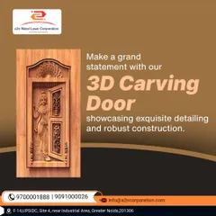 Our 3D carving brings solid wood to life, as seen in this grand entrance door featuring an exquisitely detailed traditional figure. This piece demonstrates our ability to create deep, sculptural reliefs that tell a story and make a powerful first impression.