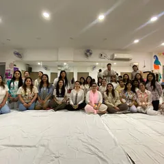 Our adult group after a deeply relaxing sound healing session. It's the perfect way to end a week of dancing, helping to calm the mind and restore the body.