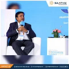 Mr. Prashant Mathur speaking on the panel for Domestic Cell and Module Production. He emphasized the need for cost efficiency and global quality standards to achieve an Atmanirbhar Bharat in solar.
