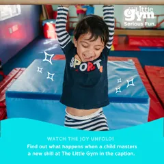 The pure joy of mastering a new skill is what we strive for in every class. This moment, when a child feels strong and capable, is the foundation of true confidence. We help children build upper body strength and grip through fun activities like hanging on the bars.