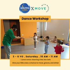 We collaborate with great spaces like Dreaming Child to host dance workshops for toddlers. These sessions are designed to give your little ones a chance to move, groove, and shine.
