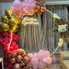 Another view of the 'Better Together' balloon ring, showing how it can brighten up a room and serve as a beautiful centerpiece.