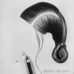 A charcoal study focused on drawing a woman's hairstyle. I concentrated on the flow of the hair, the shine of the highlights, and the deep shadows within the bun to make it look realistic.