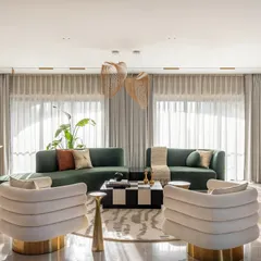 Our award-winning Evelyn penthouse project, recognized as India’s Best Design Project 2024. This living room is a perfect example of the warm, luxurious, and bespoke design that earned this honor.