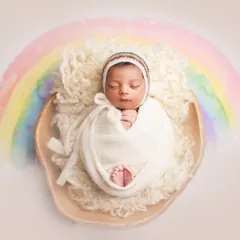 A little rainbow of joy. This setup is especially meaningful for 'rainbow babies' and is a beautiful way to celebrate their arrival. The soft colors create a hopeful and gentle image.