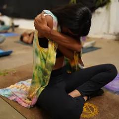 A moment of self-love and embrace during our women's day retreat. These experiences are about turning fear into fire, and I'm so grateful for every woman who shows up for herself.