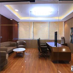 This photo of a director's cabin highlights the sophisticated interior design. I use careful lighting and composition to make office spaces look their best for corporate brochures and websites.