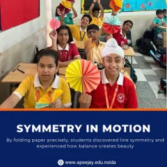 Symmetry in motion. By folding paper precisely, students discovered line symmetry and experienced firsthand how balance creates beauty in design and mathematics.