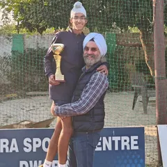 A heartwarming moment as Gurrshan Mehta celebrates his AITA U16 Championship Series singles title win in Delhi with his father. Family support is a huge part of an athlete's journey.