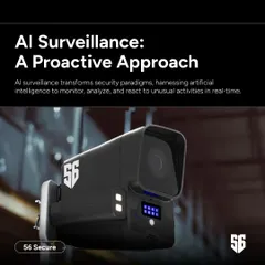 This is our AI Cam One, the core of our proactive security approach. Designed and manufactured in India, it uses artificial intelligence to monitor, analyze, and react to unusual activity in real-time, preventing incidents before they happen.