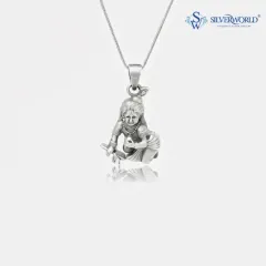My Bal Gopal silver pendant, spiritually carved from 92.5 silver. This piece is perfect for daily wear, keeping a symbol of divinity close to your heart. The delicate chain complements the detailed craftsmanship of the pendant.