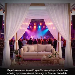 I design exclusive VIP experiences that offer unparalleled comfort and views. This private couple cabana provides a premium, intimate space to enjoy a concert, showcasing my ability to cater to every type of guest.
