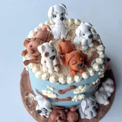 This cake is one of my all-time favorites, made for a true dog lover. It features a variety of handmade fondant dog figurines, each with its own personality, sitting on and around a buttercream cake. It’s a perfect example of how we can turn your passion into a delicious piece of edible art.