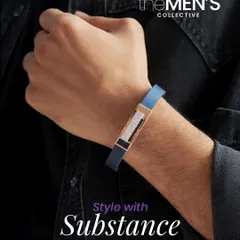 For a more contemporary look, I've combined precious materials. This bracelet features a durable blue strap with a rose gold centerpiece set with a bar of natural diamonds, offering style with substance.