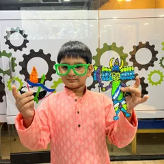 Celebrating Dussehra with a creative, high-tech twist! This little artist brought his imagination to life by creating a 3D-doodled Ravan and diya.