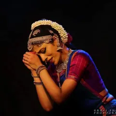 A close up capturing the 'sringara rasa' or emotion of love and longing. My performances focus deeply on 'abhinaya', using facial expressions to convey the intricate stories and feelings of the characters I portray.