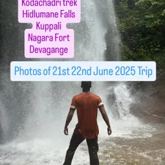 The Kodachadri trek is not just about the climb, it's also about refreshing moments like this at the beautiful Hidlumane Falls. It’s a perfect mix of adventure and nature.