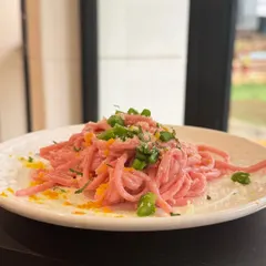 A creative twist on a classic. We infuse our Cacio e Pepe with beetroot to create this stunning pink pasta, offering a visual surprise without compromising on the rich, cheesy, and peppery flavour.