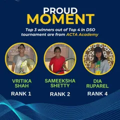 A proud moment for our academy as three of our players dominated the DSO tournament, securing the top ranks and showcasing the depth of talent we nurture.
