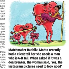 A snippet from the Times of India feature on height preferences in dating. I shared an anecdote about a client who wanted a 6-foot-tall man just for good Instagram pictures, highlighting how social media shapes modern dating criteria.