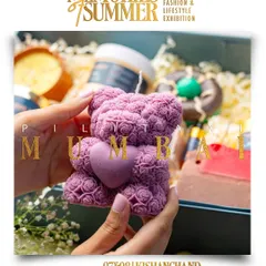 An event poster from the 'Memories of Summer' exhibition, featuring my purple teddy bear candle. I love participating in these events.