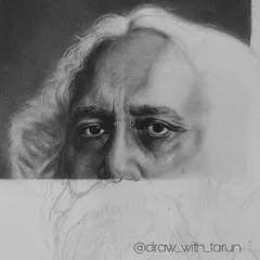 A work in progress shot of my portrait of Rabindranath Tagore. Even unfinished, I wanted to capture the depth and wisdom in his gaze.