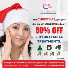 To celebrate the festive season, I am offering a special 50% discount on all HydraFacial treatments. It is the perfect gift of hydration for your skin this Christmas.