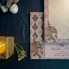 A closer look at the jali-inspired laser-cut panel, which adds a beautiful textural element and a peek-a-boo effect to the design.