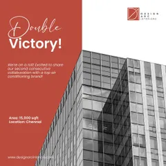 A double victory! We are excited to announce our second consecutive collaboration with a top air conditioning brand for a 15,000 sq.ft. office in Chennai. Repeat clients are our greatest compliment.