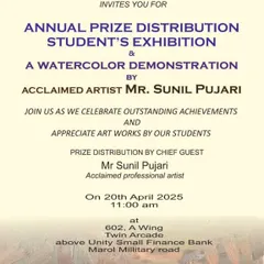 The official invitation for our Annual Prize Distribution and Student's Exhibition. We often invite acclaimed artists to demonstrate techniques and inspire the children.