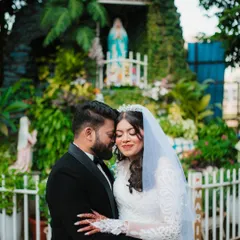 An intimate and emotional portrait of the bride and groom after their Christian wedding ceremony. These are the moments of quiet connection that I strive to capture.