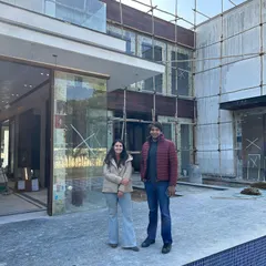 The co-founders at the Mango Court House during its construction phase. Being on-site is crucial to our process, allowing us to ensure every detail aligns with our vision, from the foundation to the final finishes.