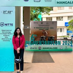 At the entrance of Pigmentarycon 2024 in Mangalore. Conferences like these are vital for staying updated on specialized topics like pigmentary disorders.