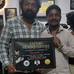 A proud moment for Ranjith V, a graduate from our May batch, as he receives his certificate acknowledging his new skills and knowledge in tattoo techniques.