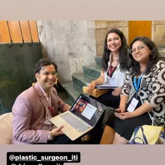 A behind the scenes moment with my colleagues Dr. Vivek Kumar and Dr. Kritika Pandey, preparing for a panel discussion at an aesthetics conference.