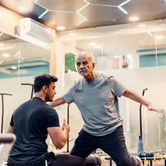 Pilates is truly for every age and fitness level. I work closely with all my clients, like this gentleman here, to create a safe and effective routine that builds mobility, strength, and confidence, no matter where you're starting from.