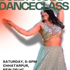 An invitation for a free Bollywood dance class to kick off the weekend. These sessions are perfect for beginners, covering basic steps and a fun routine with progressions for all levels.