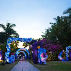 We bring any theme to life, like this out-of-this-world space-themed birthday party. From the astronaut cutouts and rocket ships to the balloon arch galaxy walkway, every detail was designed to transport the kids and guests to a cosmic adventure.